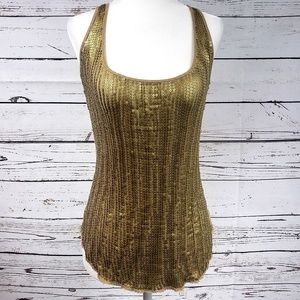 Gold Sequin Cache tank top XS